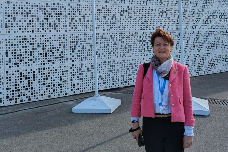 Elena outside at COP29 