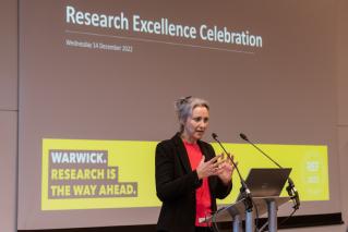 Caroline Meyer (Pro-vice Chancellor, Research) introduces the event