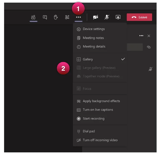 How to select gallery modes in Teams