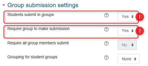 Group submission settings