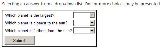 image depicts example of pull down list question