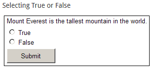 image depicts example of true false question