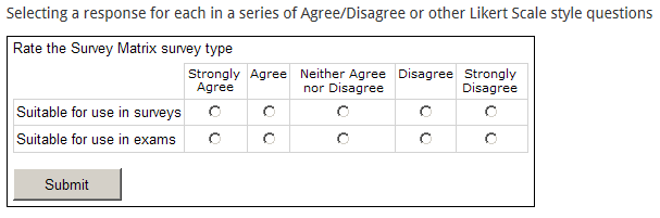image depicts example of survey matrix question