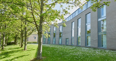 External image of Bluebell hall of residence and the trees that surround it