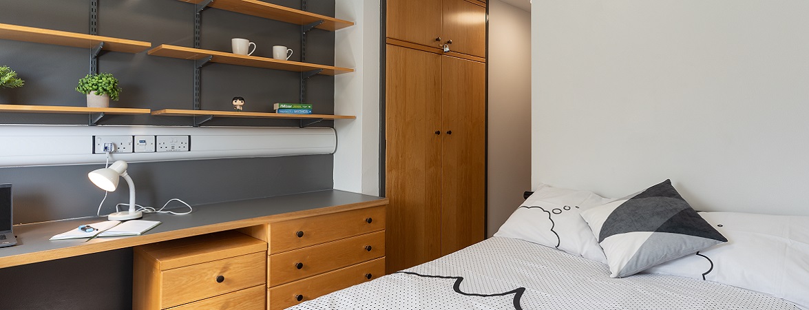an image of a bedroom in campus accommodation at the University of Warwick