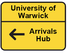 Arrivals hub sign