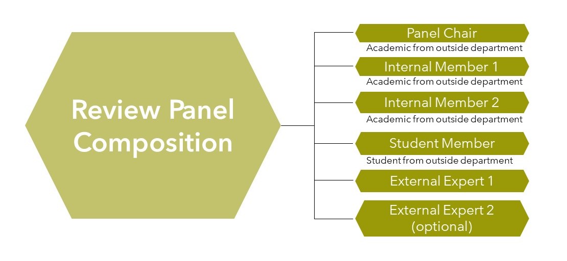Review Panel Composition: Panel Chair, Internal Members, Student Members and External Experts