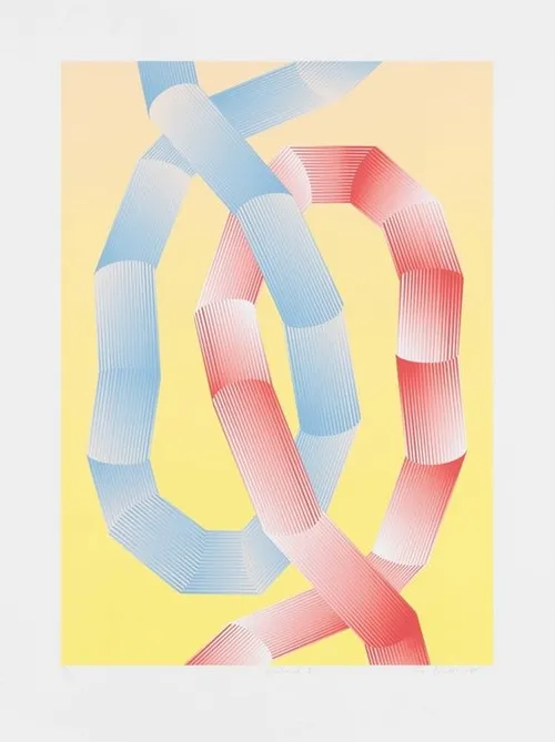 Image of printed coloured pipes by Eva Rothschild