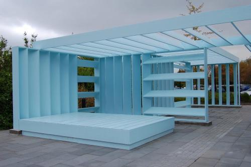 Powder Blue Orthogonal Pavilion by Toby Paterson