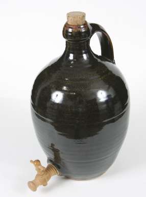 Cider Jar with Wooden Tap and Cork Stopper by Winchcombe Pottery