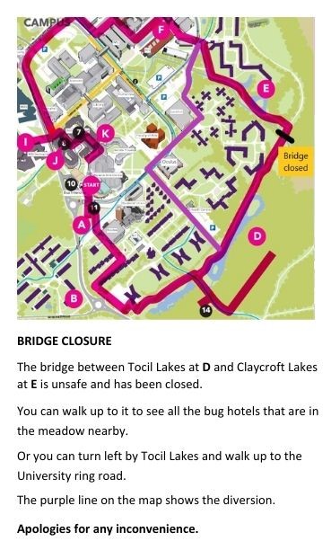 Map amended with diversion around bridge closure on route