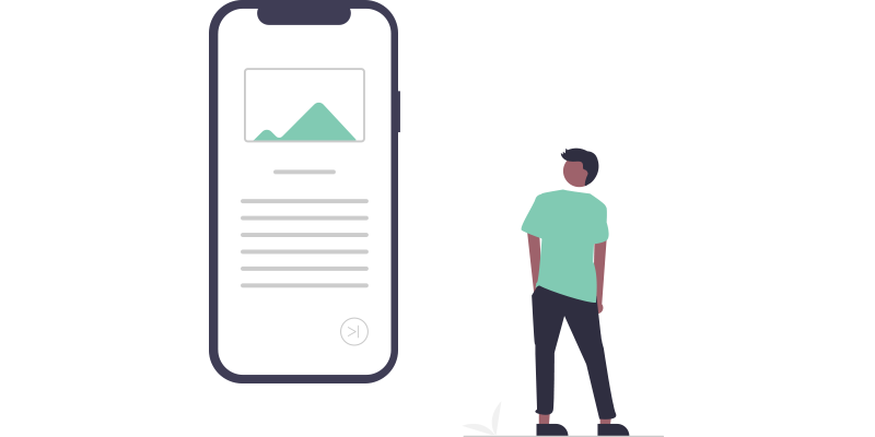 simple illustration of a stood next to mobile phone