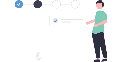 Illustration of a person standing next to a to do list
