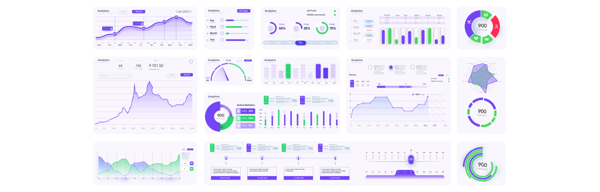 Illustration of statistics presented in many formats