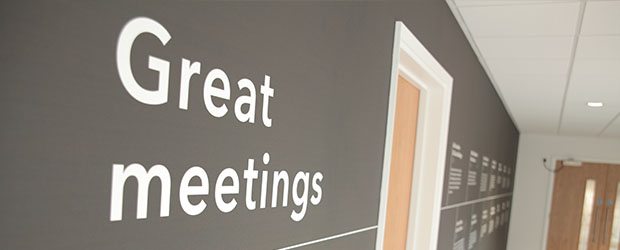 Wall art showing the words 'Great meetings'