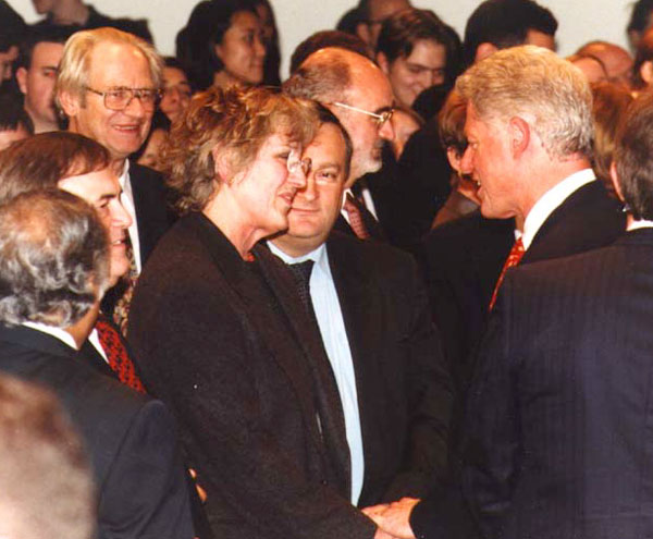 President Bill Clinton meeting Professor Germaine Greer.