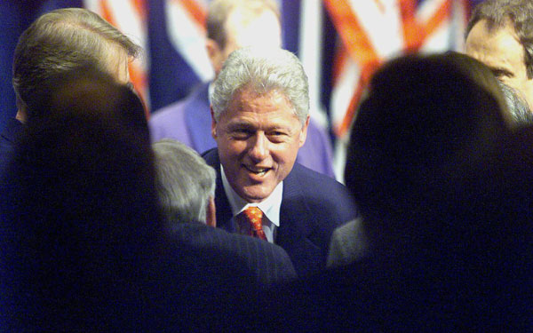President Bill Clinton meeting the audience.