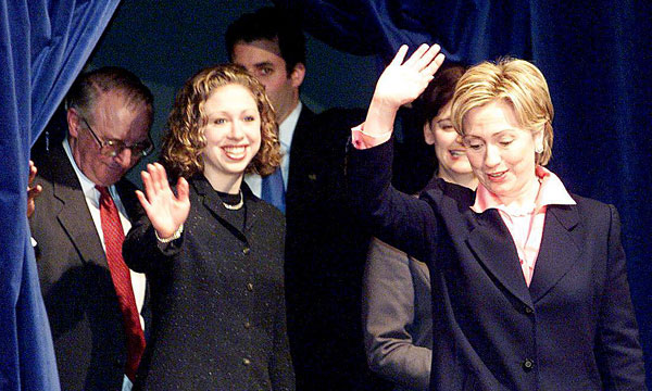 Senator Elect Hillary Clinton and Chelsea Clinton entering the Butterworth Hall.