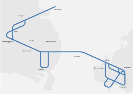 Caption: The route map from Coventry to Birmingham. Credit: TfWM 