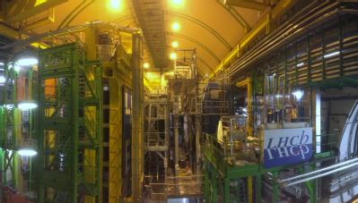 The LHCb experiment undergoing its upgrade during the Large Hadron Collider's shutdown period.