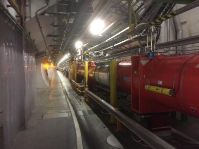 The Large Hadron Collider tunnel at CERN.