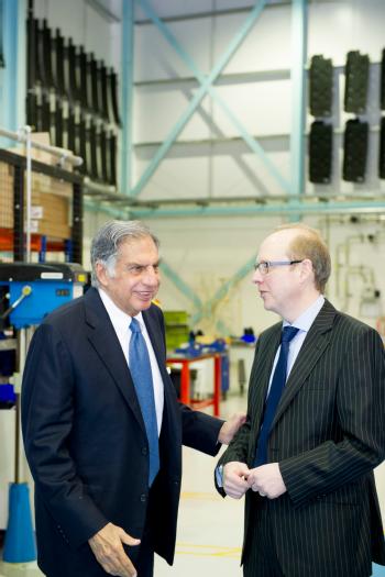Dr Richard Hutchins new Chief Communications Officer at the University of Warwick with Mr Ratan Tata, Chairman Emeritus of Tata Group