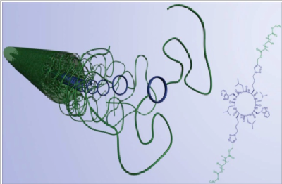 Artist impression of nanotubular drug delivery vehicle nanotubes obtained from the self-assembly of peptide / polymer conjugates. 