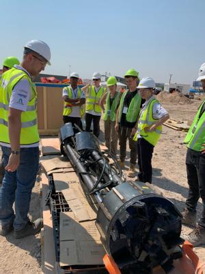 Caption: The Warwick Boring team in Las Vegas, Nevada, USA with their tunnelling machine  Credit: University of Warwick 