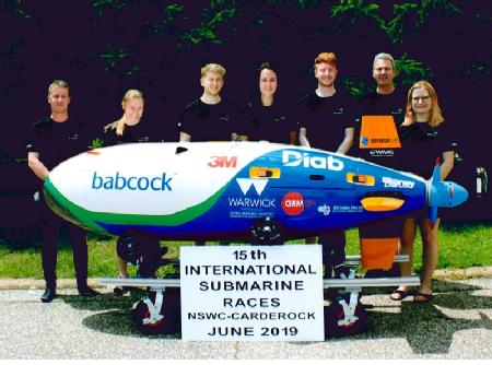 Warwick Submarine Team with the sub in Maryland, USA for the competition