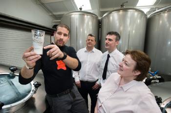 From left: Flo Vialean (Head Brewer and Director of Purity Brewing), Andrew Thurstan (Finance Director of Purity Brewing), Dr Daniel Peavoy (Innovation Manager at WMG SME Group) and Dr Liz McArdle (Innovation Manager at WMG SME Group). 