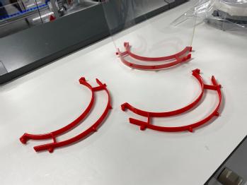 The 3D printed visors being produced in the engineering labs at University of Warwick