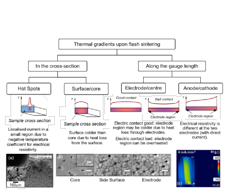 Caption: Causes and Effects of thermal and microstructural gradients in flash sintered ceramics. Credit: WMG, University of Warwick