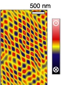 The measured domain pattern of the incommensurate spin crystal phase.