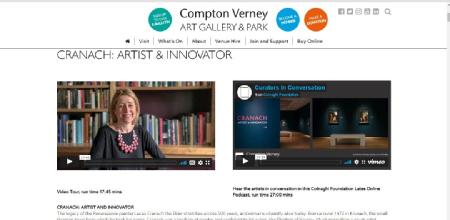 Caption: Compton Verney’s homepage for the Cranach exhibition which opened in March 2020  Credit: Compton Verney 