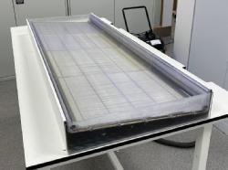 Caption: The solar cell as it went in for testing Credit: WMG, University of Warwick 