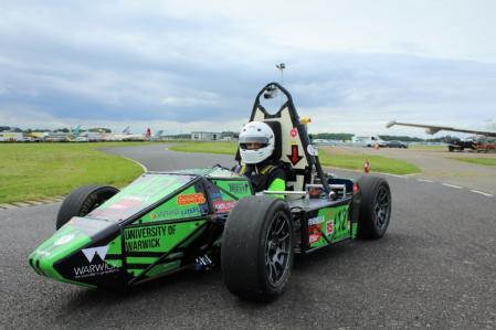 Caption: Wre1 on track  Credit: Warwick Racing, University of Warwick