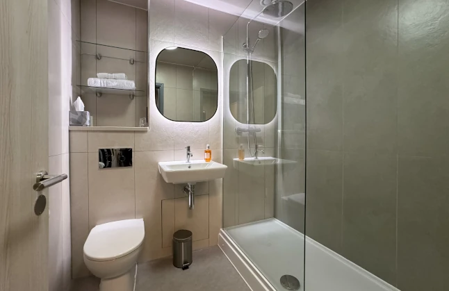 Alternative standard double bedroom ensuite bathroom with a walk-in shower at Scarman