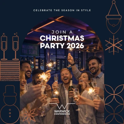 Join a Christmas Party 2026 Image that links to a flipbook with further details about the 'Join a Christmas Party 2026' Warwick Conferences package.