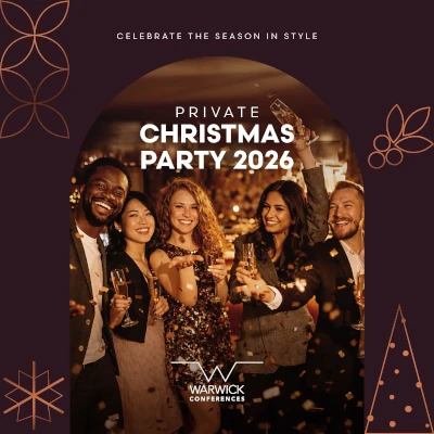 Private Christmas Parties 2026 Image that links to a flipbook with further details about the 'Private Christmas Parties 2026' Warwick Conferences package.