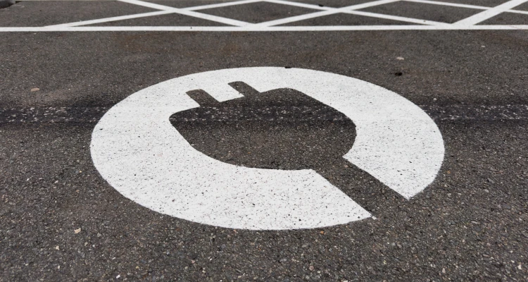 An electric car charging space
