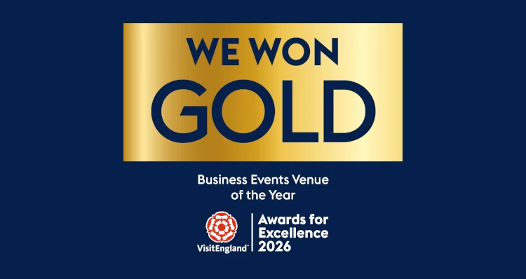 A certificate showing we won the gold award  for 'Business Events Venue of the Year' from Visit England in 2026