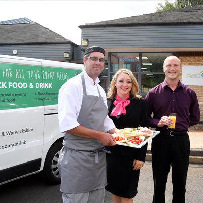 Pictured, from left to right, are Phil Thorpe (sous chef at Warwick Conferences), Fleur Sexton (managing director of PET-Xi Training) and Dan Coombs (Warwick Food & Drink).