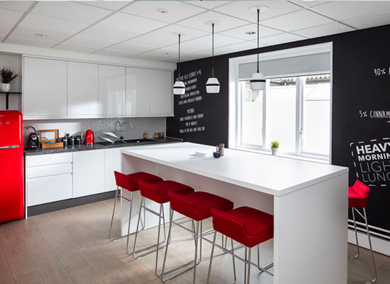 Picture of one of our kitchen style creative meeting spaces