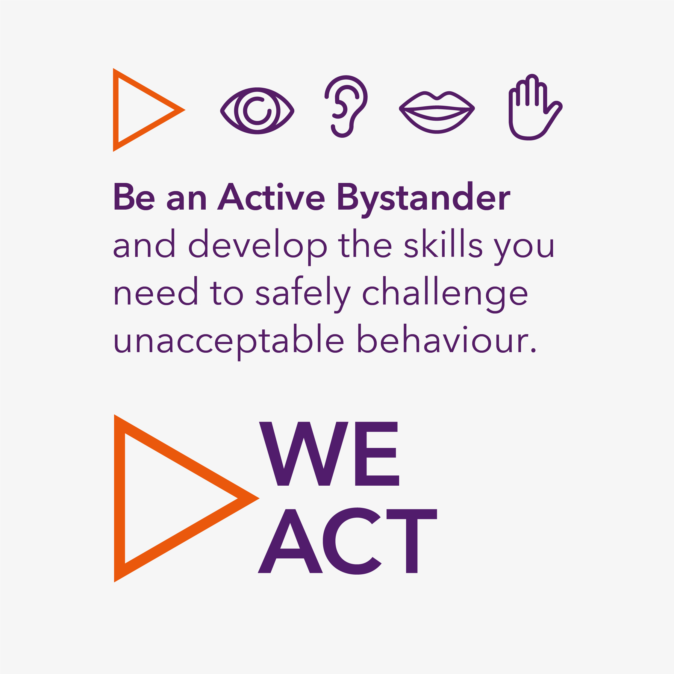We ACT logo and poster - 'Be an Active Bystander'