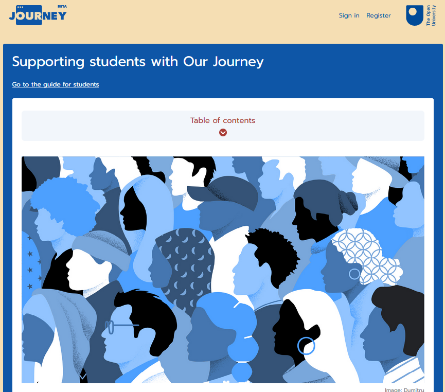 Screenshot of supporting in Ourjourney website
