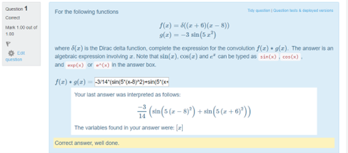 Example of a STACK quiz question in Moodle