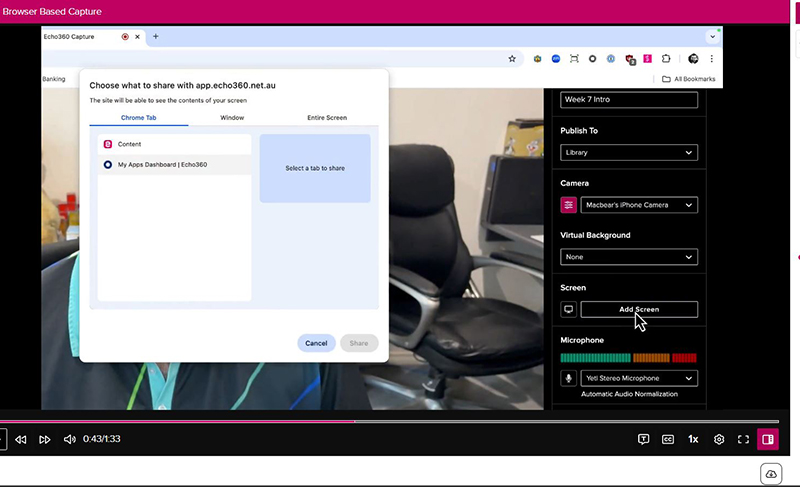 This image shows a screenshot of the browser capture tool in Echo