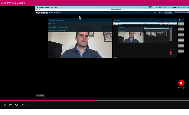 This image shows a screenshot of the Universal Capture Tool for EchoVideo