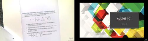 The document camera or visualiser on the left and a PowerPoint presentation on the right
