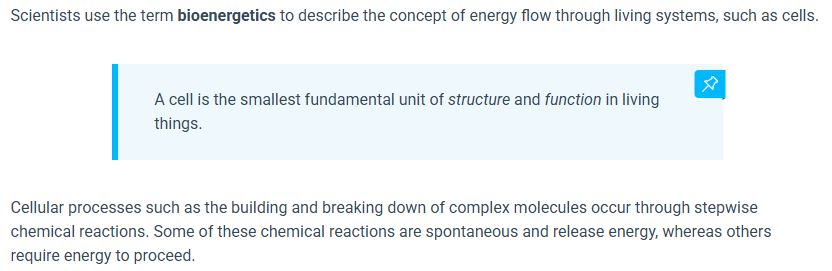 A highlighted box containing the reminder that a cell is the smallest fundamental unit of structure and function in living things.